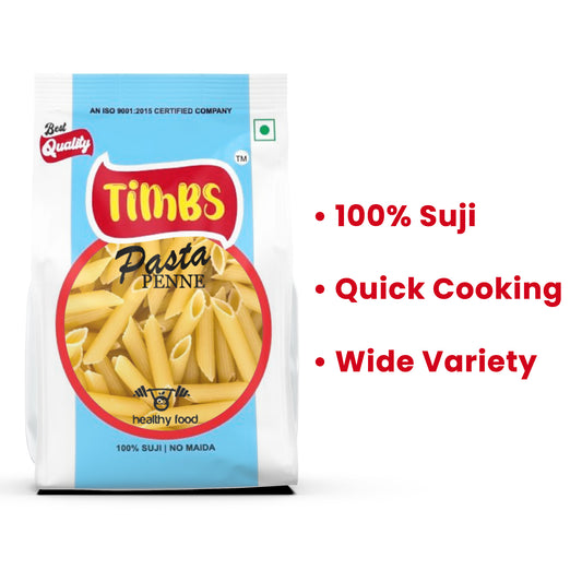 Timbs Penne Pasta | 100% Suji | Boils in 7 Mins | 450g